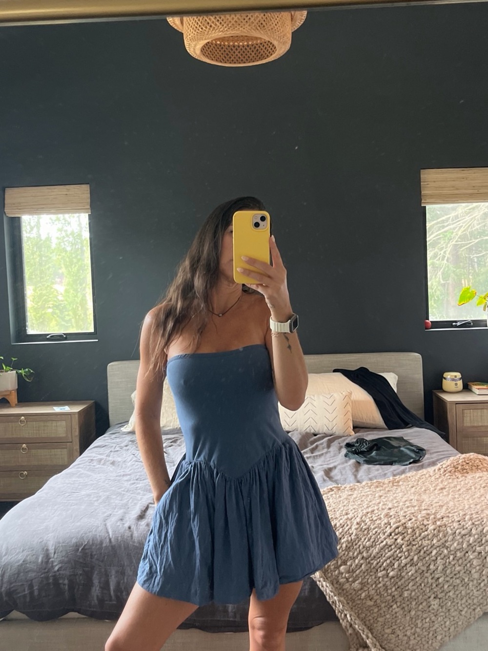 Free People Strapless Blue Onda dress